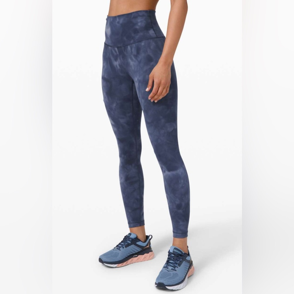 Lululemon Wunder Train High Rise Blue Tie Dye Tights Leggings